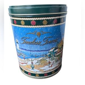 VTG 1992 Snickers Timeless Towns Collectible Christmas Tin Village Print